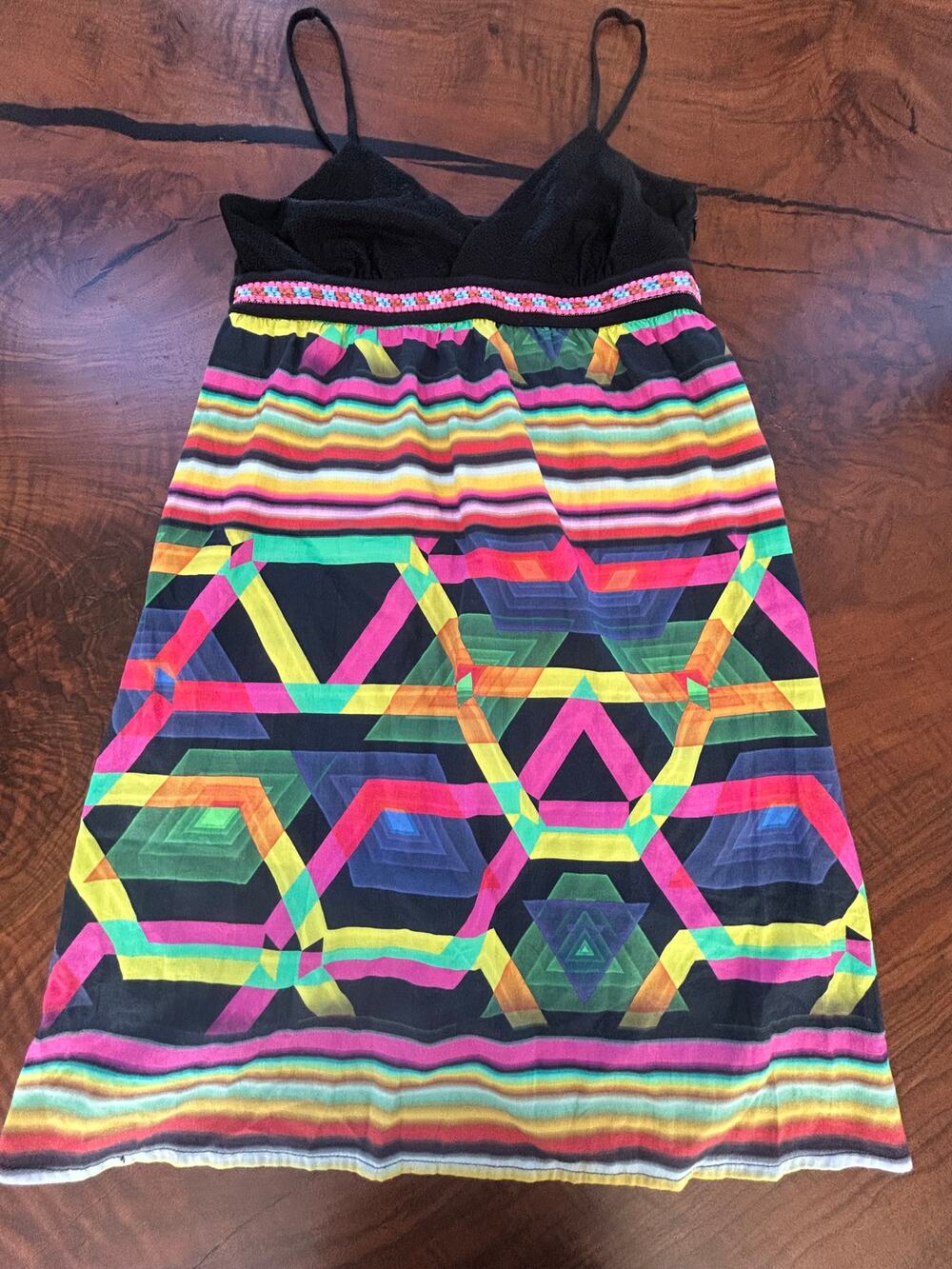 Custo Barcelona Y2K Vintage Geometric Print Empire Waist Sundress S/M Festival